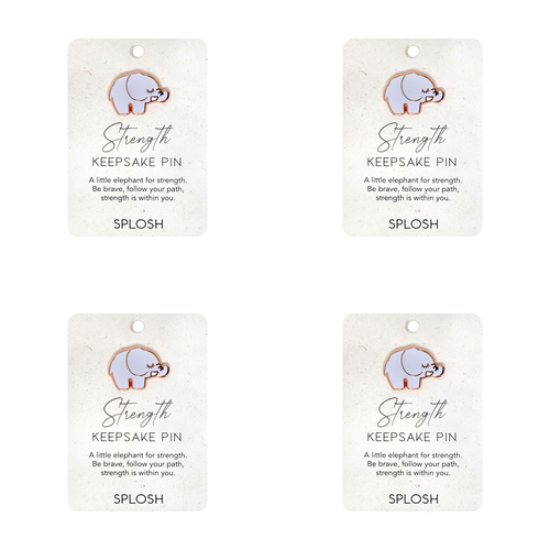 4PK Splosh Strength Little Elephant Keepsake Pin Brooch 7.5x11cm