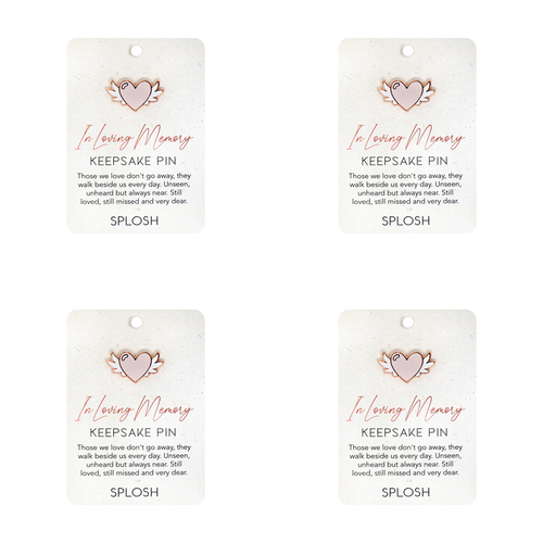 4PK Splosh In Loving Memory Heart/Wings Keepsake Pin 7.5x11cm