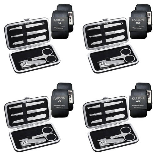 4x 5pc NF Living Karson Manicure Set 11x7 Collection Leather Metal Personal Care