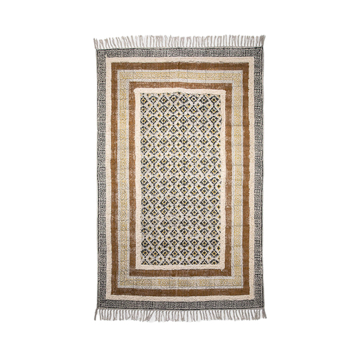 DWBH Kerri 120x180cm Block Printed Embroidered Cotton Rug