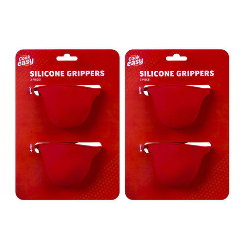 2x 2pc Cook Easy Silicone Holder/Pad Cookware Grippers - Red