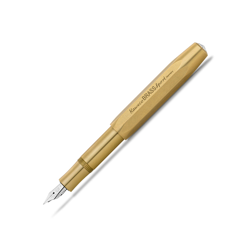 Kaweco 13cm Brass Sport Fine Fountain Pen w/ Black Ink - Gold
