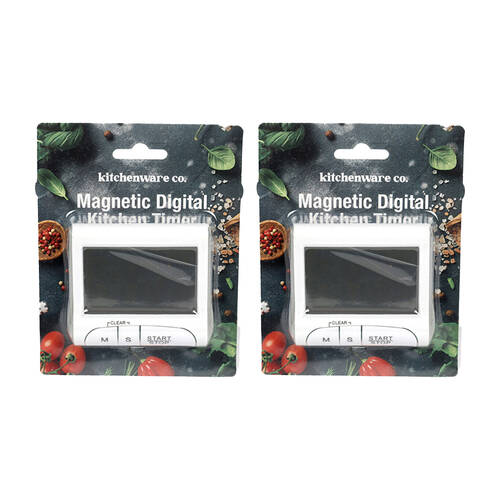 2PK Kitchenware Co Digital Kitchen Timer With Magnet 8x7cm White