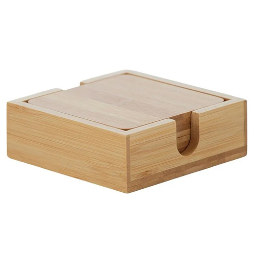 4pc Assemble Bayou Handcrafted Bamboo Square Coasters 11cm