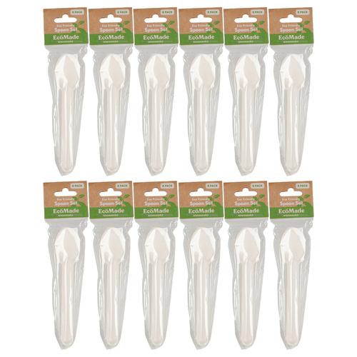 12x 8pc Ecomade Spoon Durable Reusable Cutlery 16cm