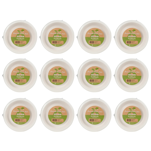 12x 8pc Ecomade Round Plate Durable Reusable Tableware 17.5cm