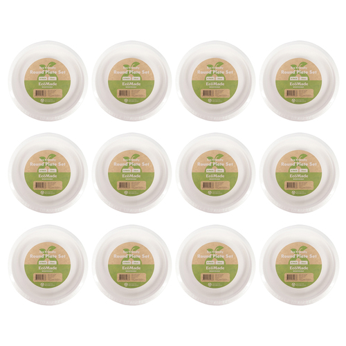 12x 8pc Ecomade Round Plate Durable Reusable Tableware 23cm