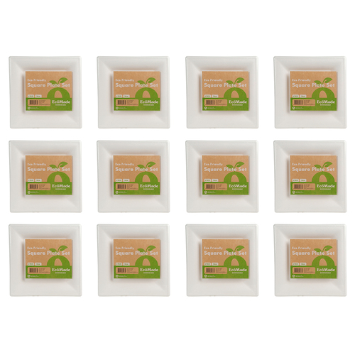 24x 6pc Ecomade Square Plate Durable Reusable Tableware 26cm