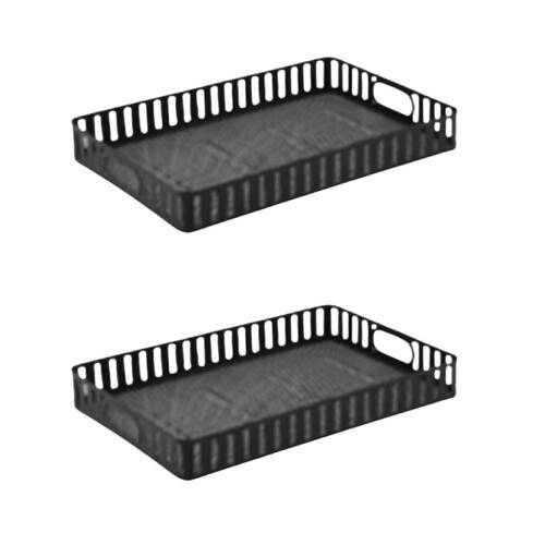 2PK Hudson Wireware Range Rectangle Serving Tray 40x27cm Black