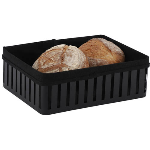 Hudson Wireware Range Bread Rectangle Basket w/ Cotton line Black