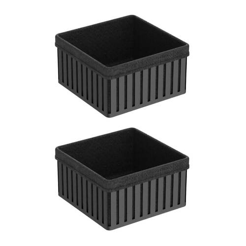 2PK Hudson Wireware Range Bread Basket w/ Cotton Liner 21x 21cm Black