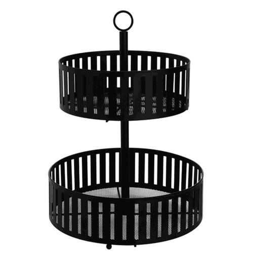 Hudson Wireware Range Round 2 Tier Fruit Basket 30.3x38.5cm Black