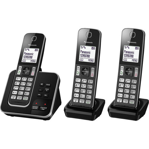Triple Handset Cordless Phone With Answering Machine
