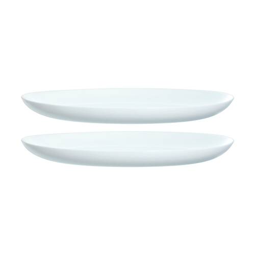 2PK Luminarc Diwali Oval Platter 33x25x1cm Serveware Opal Glass White