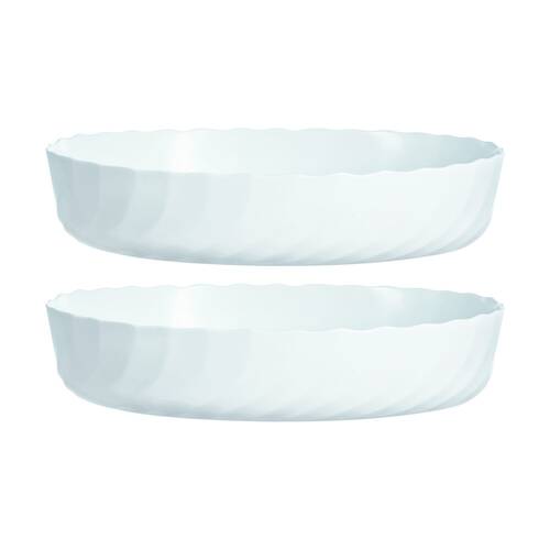 2PK Luminarc Smart Trianon Oval Baking Dish 36x28cm Bakeware Opal Glass White