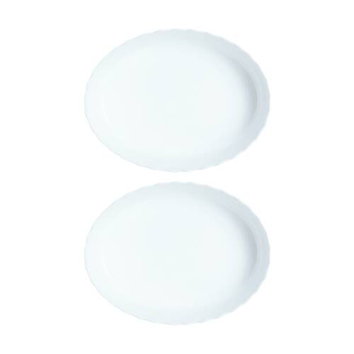 2PK Luminarc Smart Trianon Oval Baking Dish32x24cm Bakeware Opal Glass White