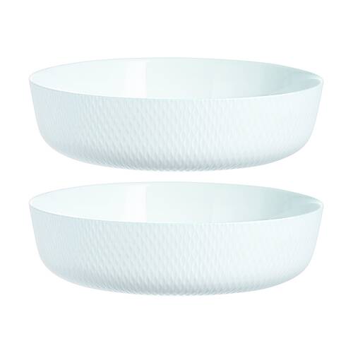 2PK Luminarc Smart Wavy Round Baking Dish 26x7cm Bakeware Opal Glass White