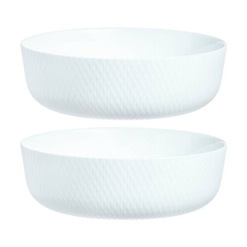 2PK Luminarc Smart Wavy Round Baking Dish 22x7cm Bakeware Opal Glass White