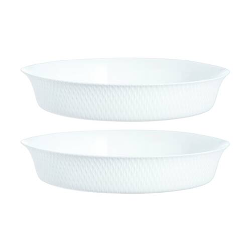 2PK Luminarc Smart Wavy Baking Tart Dish 28x5cm Bakeware Opal Glass White