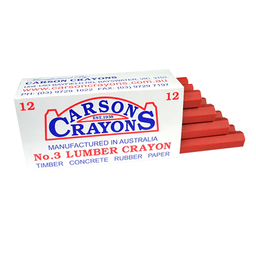 12PK Carson No.3 Lumber/Concrete/Rubber/Paper Builders Crayons Red