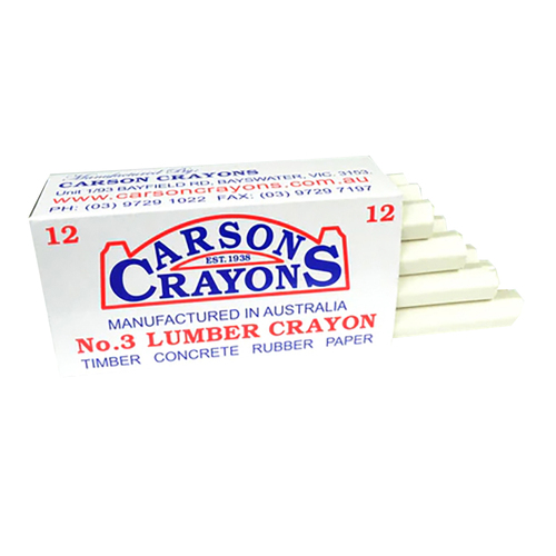 12PK Carson No.3 Lumber/Concrete/Rubber/Paper Builders Crayons White