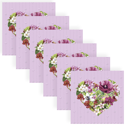 120pc Paper+Design Luncheon 3-Ply Napkin 33x33cm - Moments Flower Heart