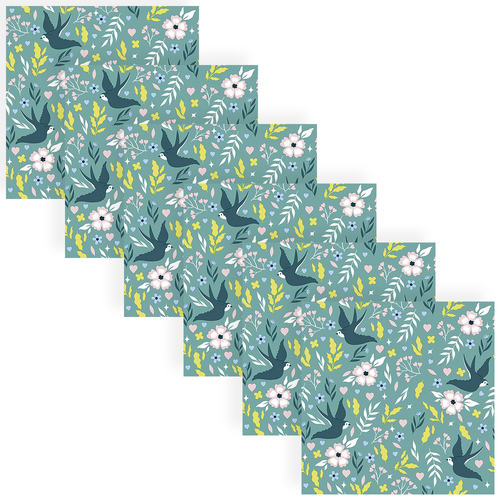 120pc Paper+Design Luncheon 3-Ply Napkin 33x33cm - Lovebirds