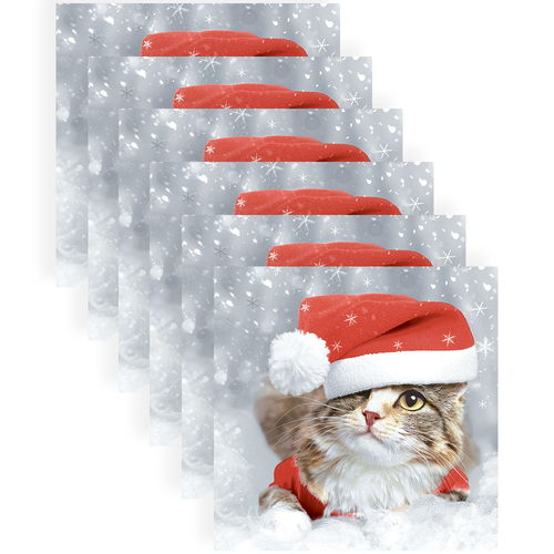 120pc Paper+Design Luncheon 3-Ply Napkin 33x33cm - Kitten Christmas