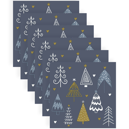 120pc Paper+Design Luncheon 3-Ply Napkin 33x33cm - Fun Trees Blue