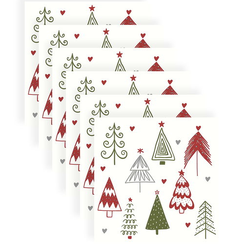 120pc Paper+Design Luncheon 3-Ply Napkin 33x33cm - Fun Trees Red