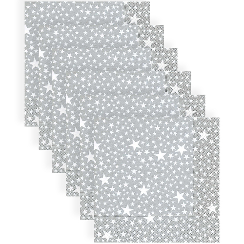120pc Paper+Design Luncheon 3-Ply Napkin 33x33cm - Starlets Silver