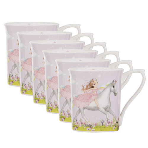 6PK Ashdene My Unicorn New Bone China Drinking Cup Mini Mug 240ml Purple