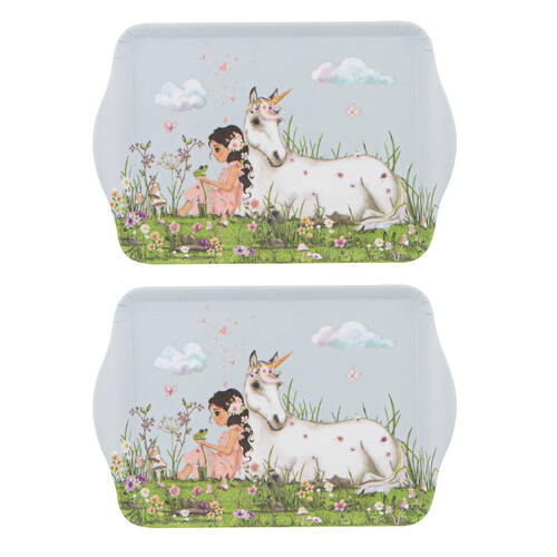 2pc Ashdene My Unicorn Rectangular Trinket Scatter Tray 21x14.2cm
