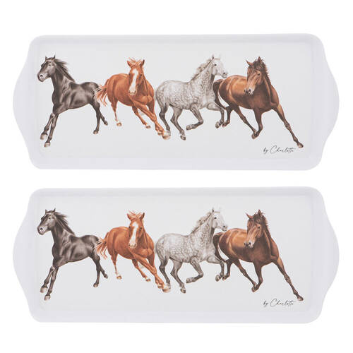 2x Ashdene Horses By Charlotte Rectangular Serving Sandwich Tray 38x16.5cm