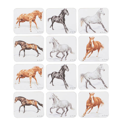 2x 6pc Ashdene Horses By Charlotte Cup Mug Drinks Holder Coaster 11x9.7cm