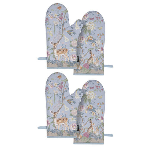 2x 2pc Ashdene Enchanted Forest Kitchen Gloves Oven Mitts Pot Holder 19.5x33cm