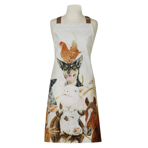 Ashdene Farmyard Faces 2 Kitchen Household Cooking Baking Apron 70x89cm