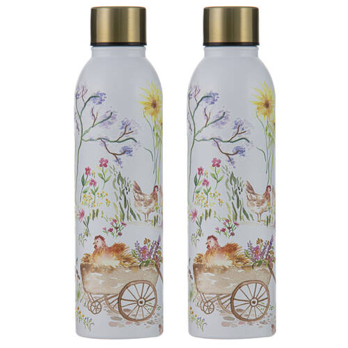 2x Ashdene Garden Hens Drinking Bottle Water Flask Tumbler 6.8x24.5cm