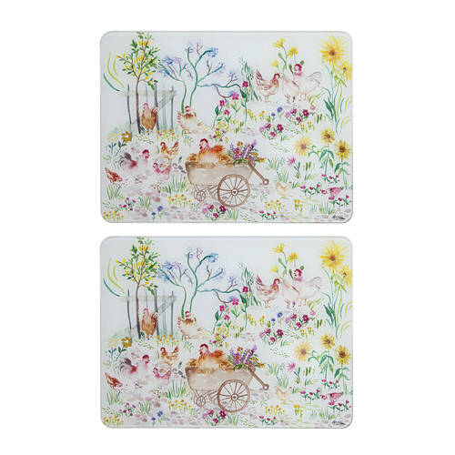 2x Ashdene Garden Hens Kitchen Counter Table Mat Surface Protector 30x40cm