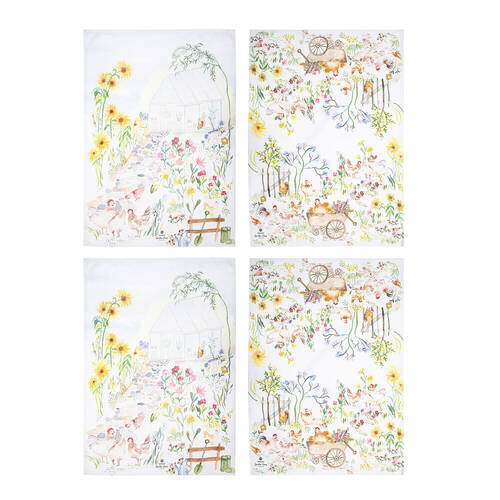 2x 2pc Ashdene Garden Hens Cleaning Home Kitchen Towel Dishcloth 70x50cm