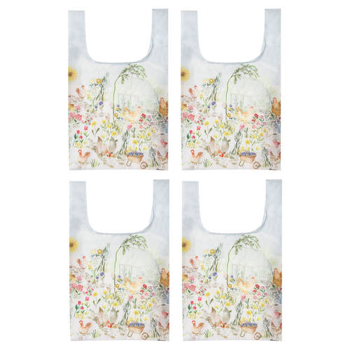 4PK Ashdene Reusable Garden Hens Grocery Storage Shopping Bag 36x64cm