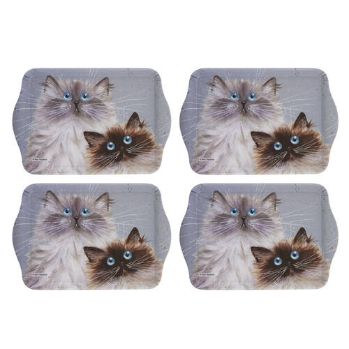 2x 2pc Ashdene Kim's Cats Sully & Bucky Rectangular Trinket Scatter Tray 21x14.2cm
