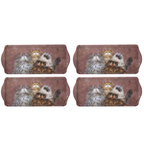 4PK Ashdene Kim's Cats Friends Family Rect Serving Sandwich Tray 38x16.5cm