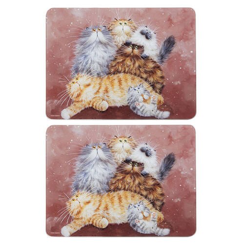2x Ashdene Kim's Cats Friends Family Kitchen Mat Surface Protector 30x40cm