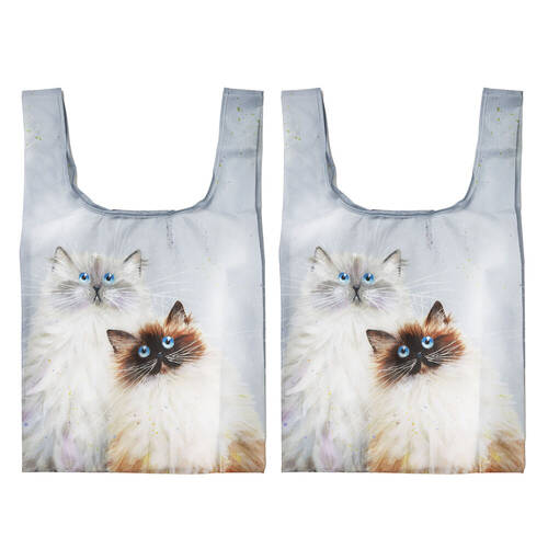 2x Ashdene Reusable Kim's Cats Sully & Bucky Grocery Storage Shopping Bag 36x64cm