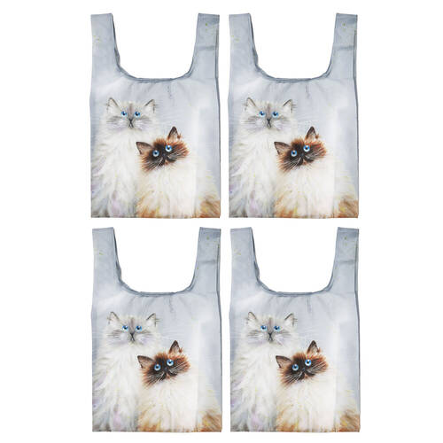 4PK Ashdene Reusable Kim's Cats Sully & Bucky Grocery Shopping Bag 36x64cm