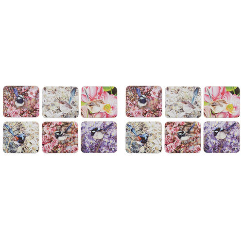 2x 6pc Ashdene Pretty Little Wren Cup Mug Kitchen Drinks Coaster 11x9.7cm