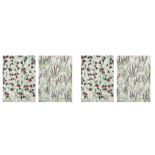 2x 2pc Ashdene Trudy's Garden Princess Grevillea Kitchen Towel Cloth 70x50cm Silver