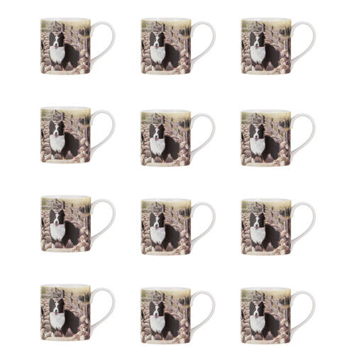 12PK Ashdene Working Dogs Sheep Yard New Bone China Coffee Tea Drinking Mug 380ml