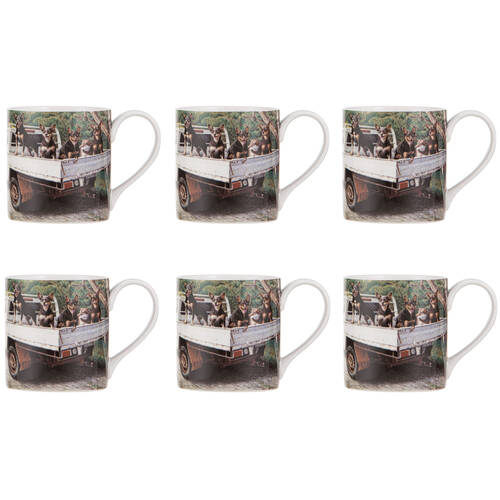 6PK Ashdene Working Dogs Ute New Bone China Coffee Tea Drinking Mug 380ml